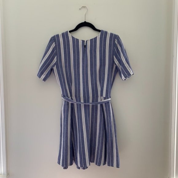 Tularosa Iris Blue and White Striped Belted Dress - Picture 4 of 6